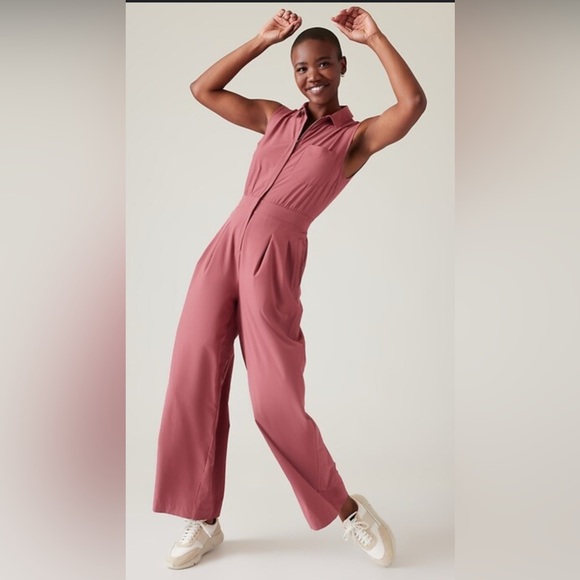 ATHLETA Brooklyn Heights Jumpsuit Women Sleeveless Wide Leg Black Zip Up 2 - Picture 2 of 6